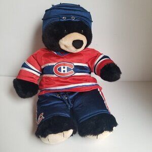 Montreal Canadians Build A Bear Black Bear 17" NHL Branded Shorts Top Helmet